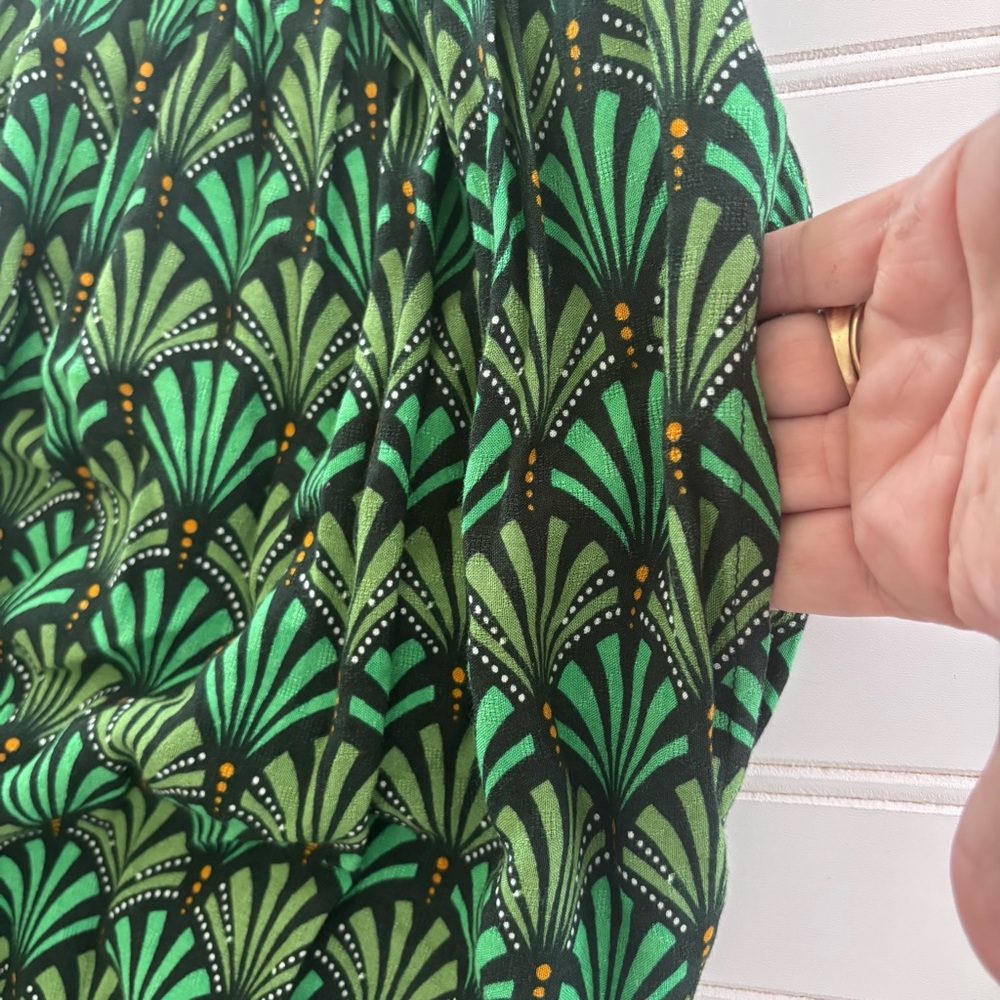 Anthropologie Green and Black Patterned Whimsy Holiday Midi Dress - Picture 9 of 11